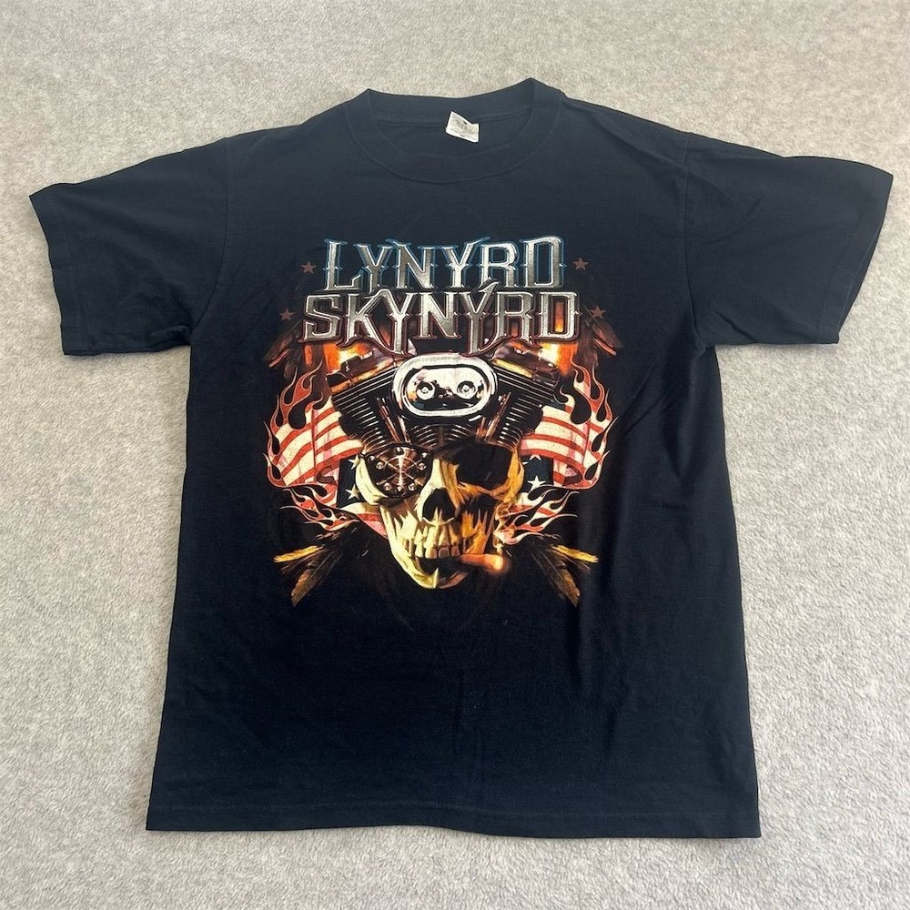 Vintage Lynyrd Skynyrd Shirt Mens Black Medium 2006 Tour Skull Engine‎ Graphic